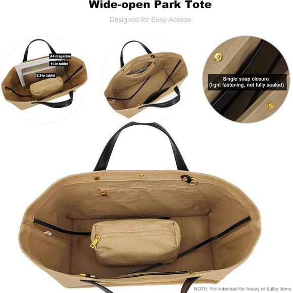 2Pcs Large Tote & Pouch Set - Transformable Women's Handbag for Every Occasion - Picture 5 of 8